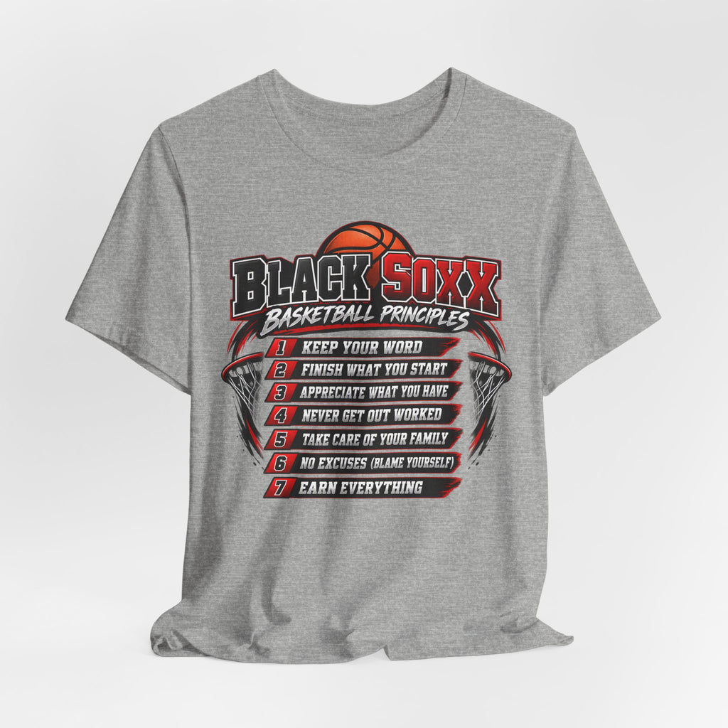 Black Soxx Basketball Principles Tee — Motivational Youth & Adult Basketball Shirt