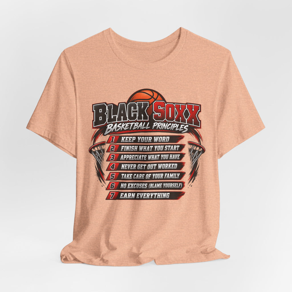 Black Soxx Basketball Principles Tee — Motivational Youth & Adult Basketball Shirt