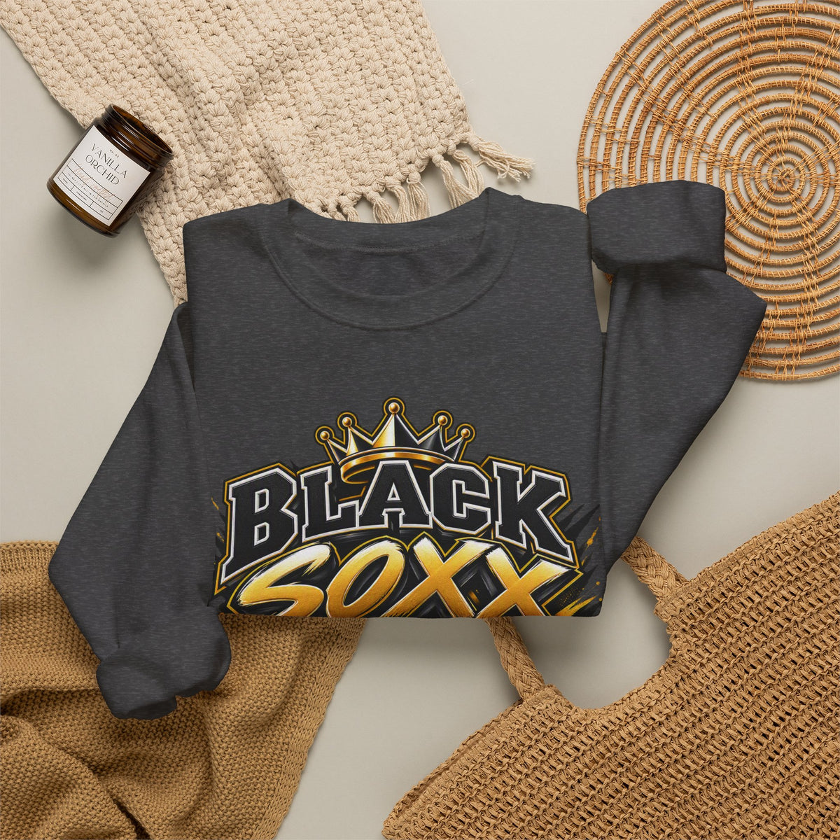 Basketball Crewneck Sweatshirt — "Black Soxx" Vintage Team Logo