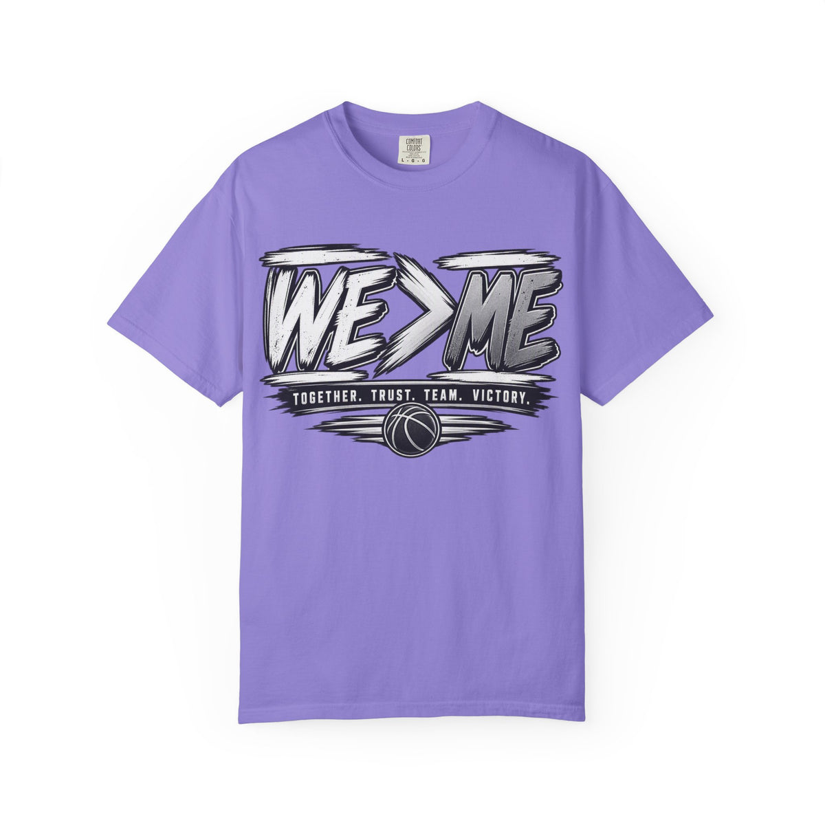We > Me Basketball Team T-Shirt — "Together. Trust. Team. Victory."