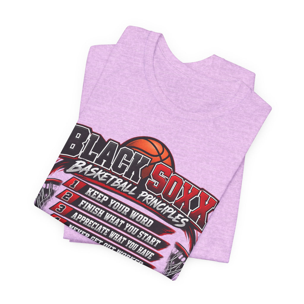 Black Soxx Basketball Principles Tee — Motivational Youth & Adult Basketball Shirt