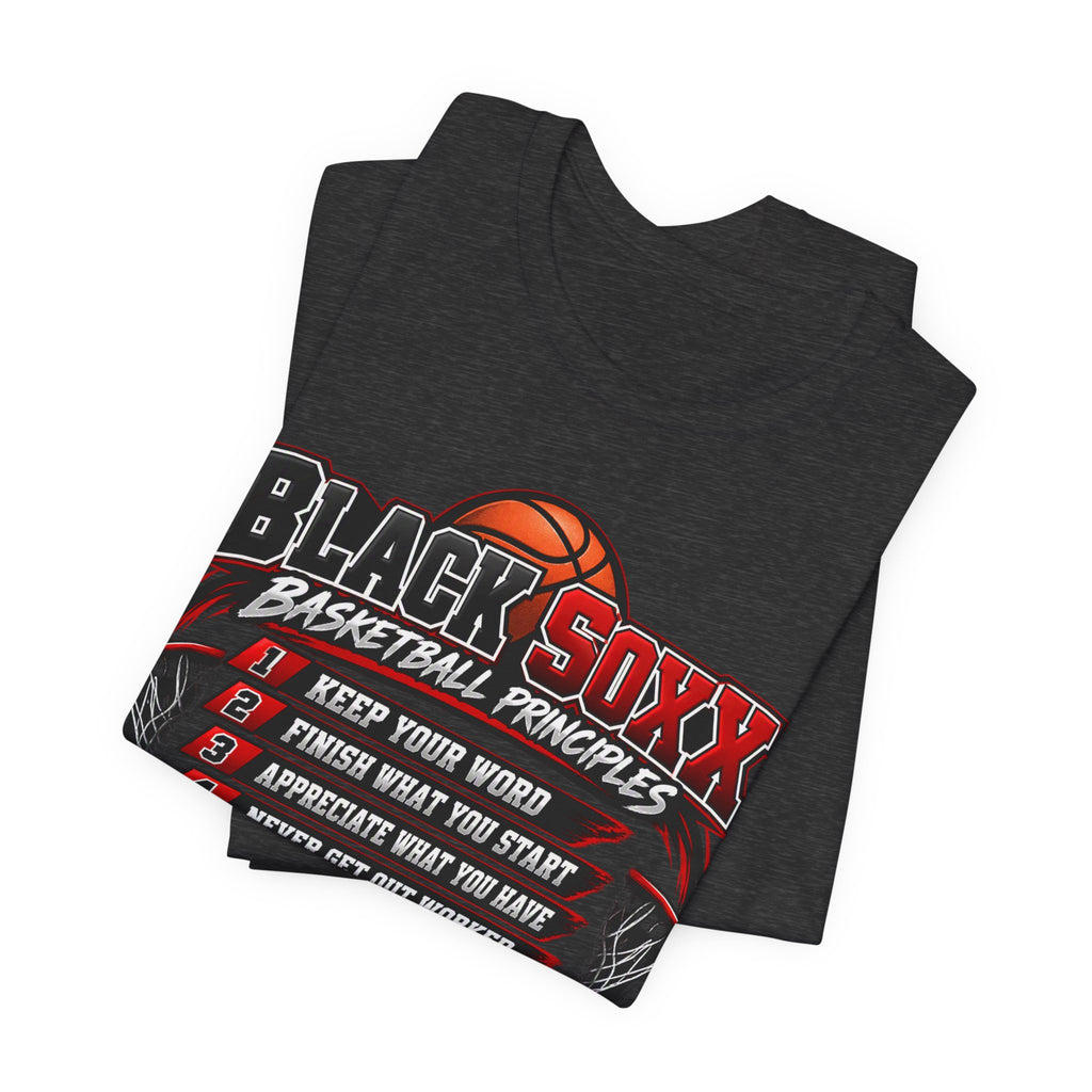 Black Soxx Basketball Principles Tee — Motivational Youth & Adult Basketball Shirt