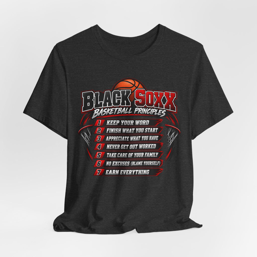 Black Soxx Basketball Principles Tee — Motivational Youth & Adult Basketball Shirt