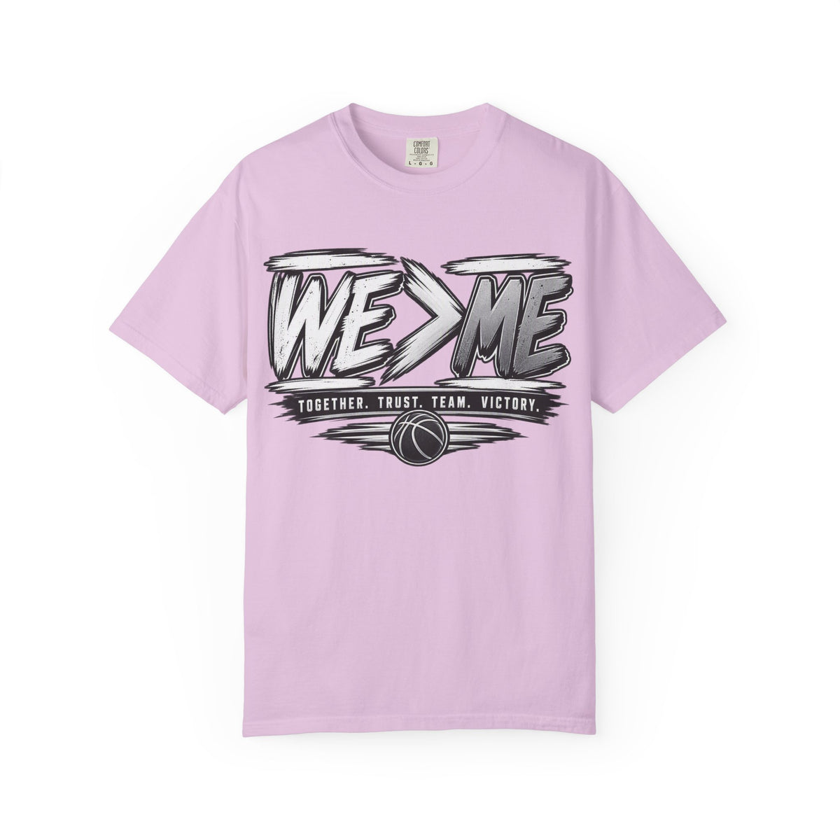 We > Me Basketball Team T-Shirt — "Together. Trust. Team. Victory."