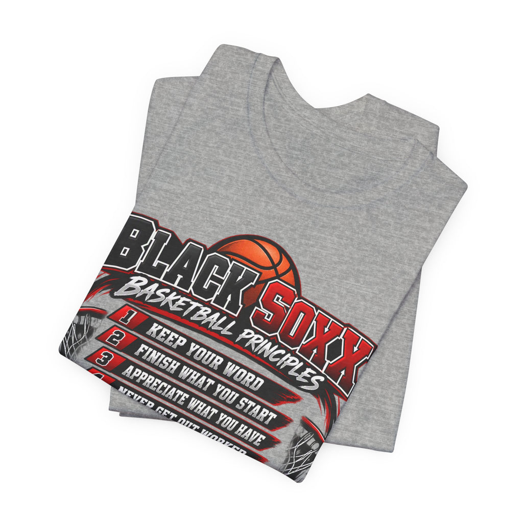 Black Soxx Basketball Principles Tee — Motivational Youth & Adult Basketball Shirt