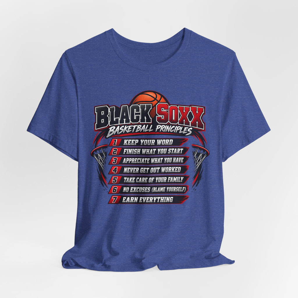 Black Soxx Basketball Principles Tee — Motivational Youth & Adult Basketball Shirt