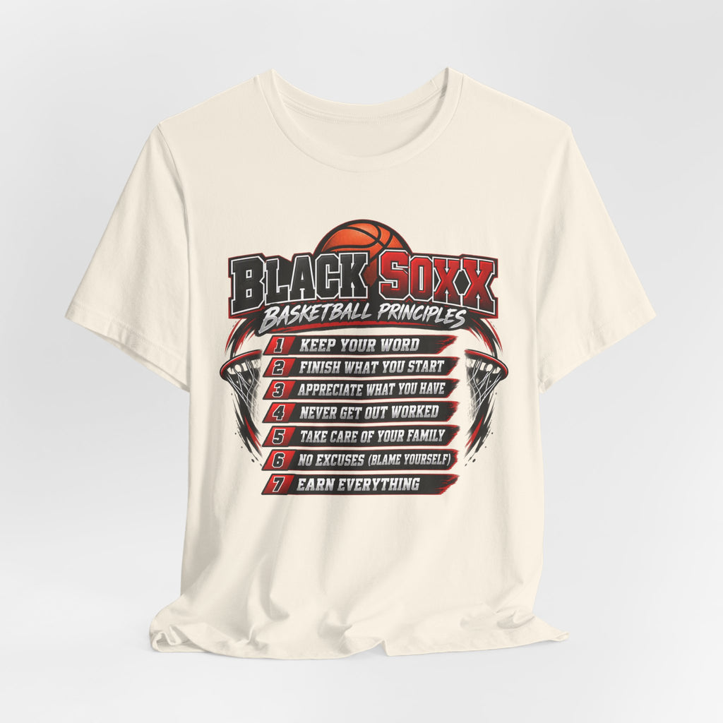 Black Soxx Basketball Principles Tee — Motivational Youth & Adult Basketball Shirt