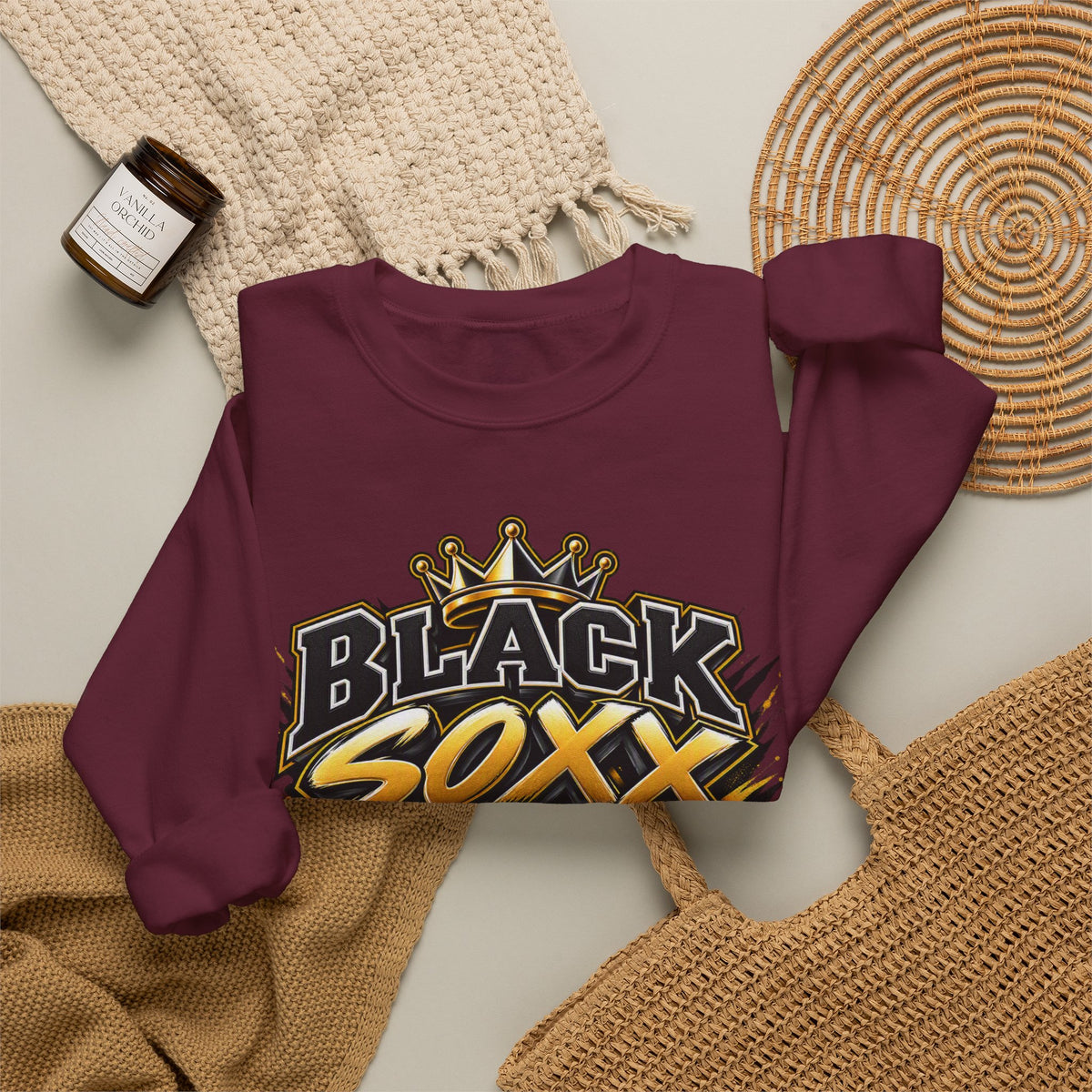 Basketball Crewneck Sweatshirt — "Black Soxx" Vintage Team Logo