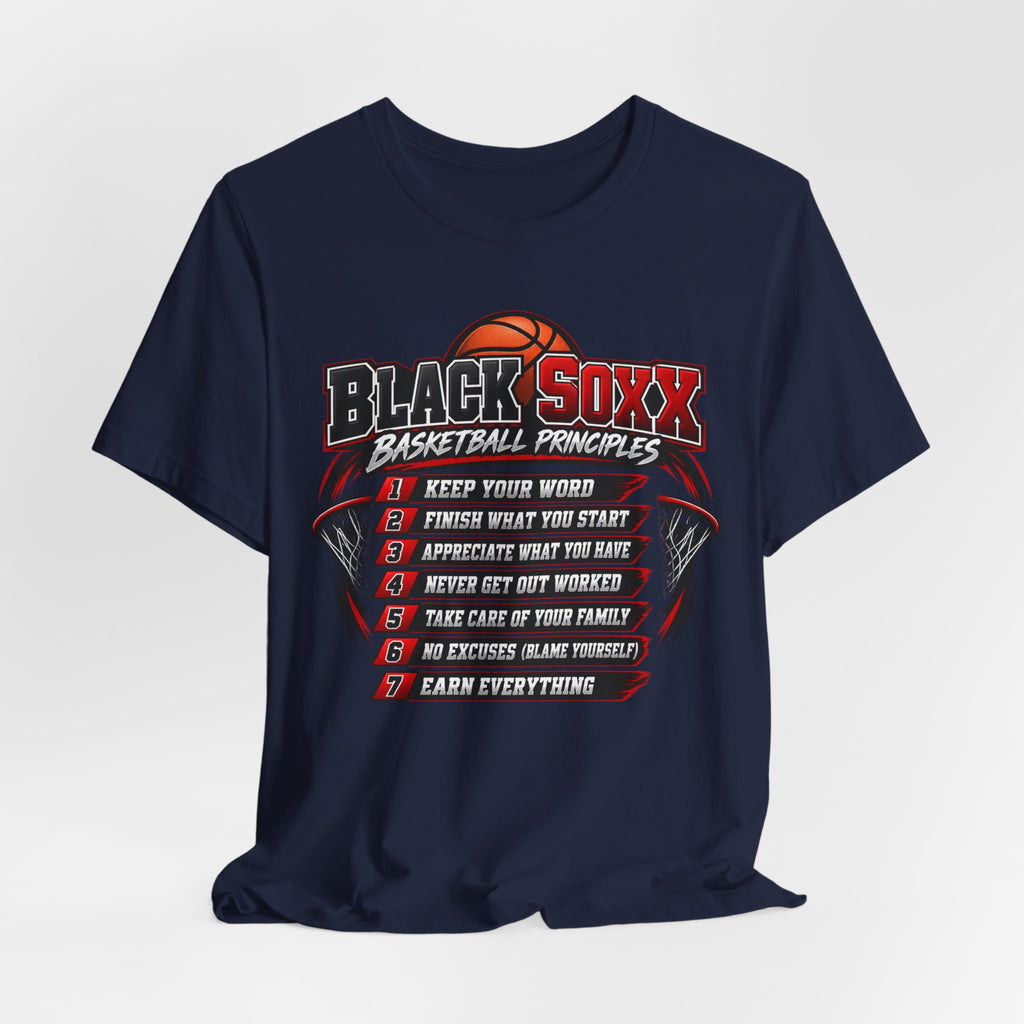 Black Soxx Basketball Principles Tee — Motivational Youth & Adult Basketball Shirt