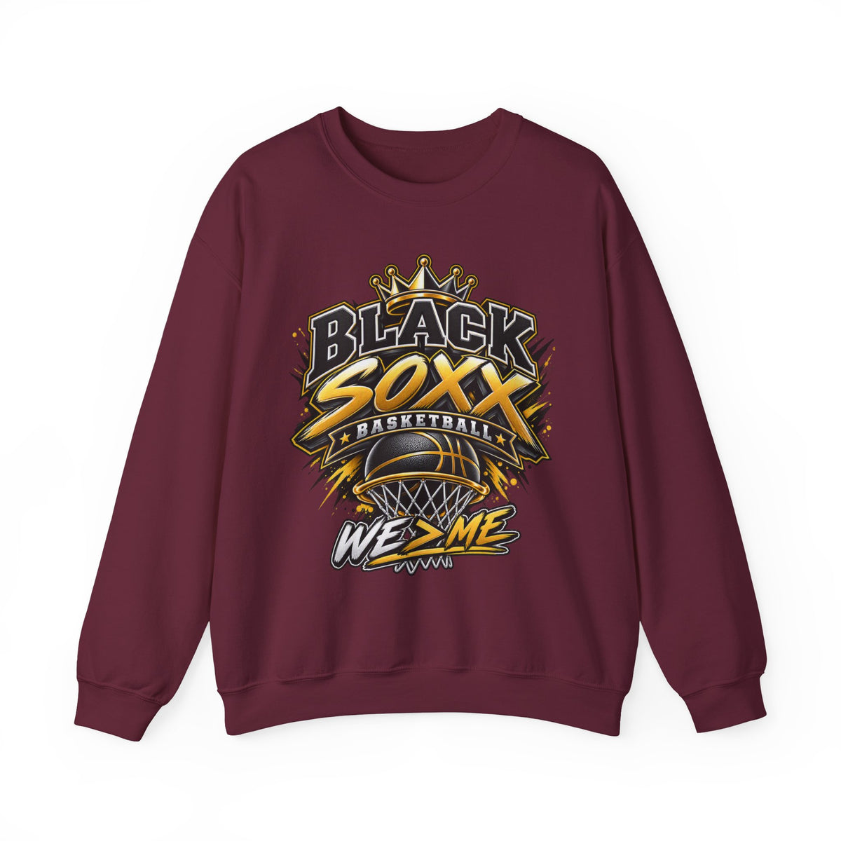 Basketball Crewneck Sweatshirt — "Black Soxx" Vintage Team Logo