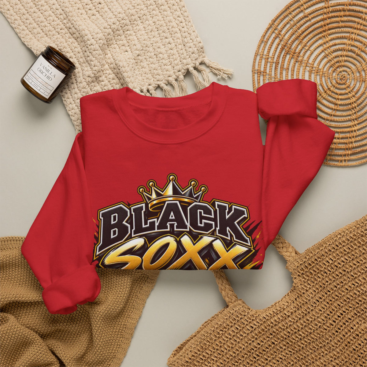 Basketball Crewneck Sweatshirt — "Black Soxx" Vintage Team Logo