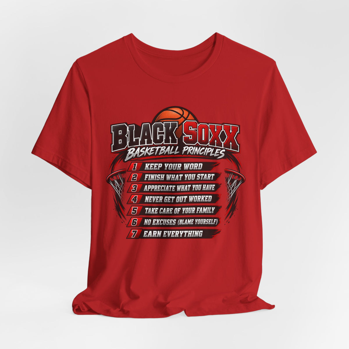 Black Soxx Basketball Principles Tee — Motivational Youth & Adult Basketball Shirt