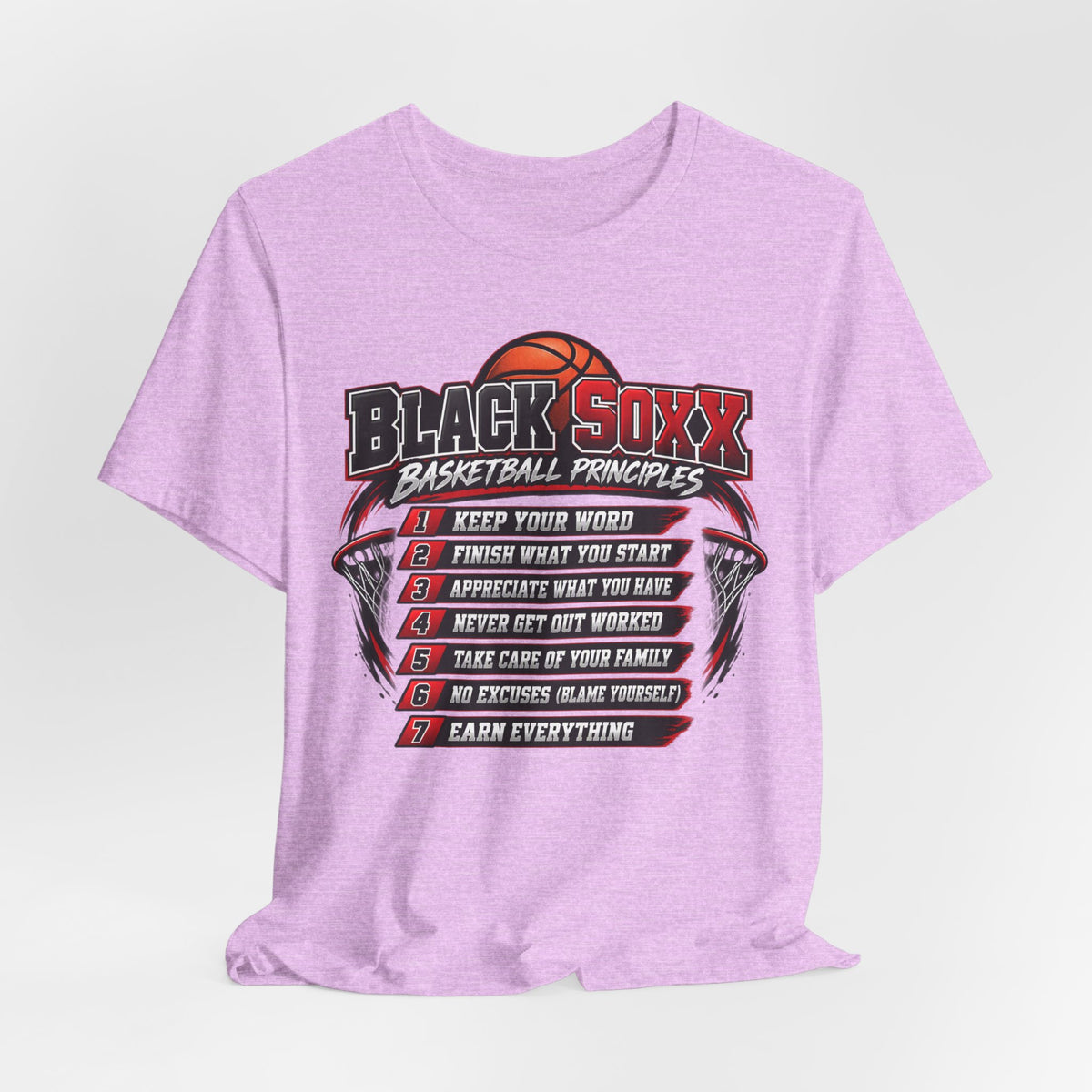 Black Soxx Basketball Principles Tee — Motivational Youth & Adult Basketball Shirt